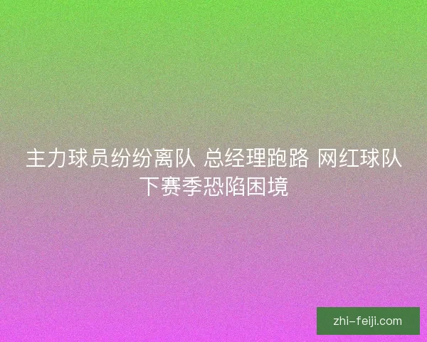 主力球员纷纷离队 总经理跑路 网红球队下赛季恐陷困境 主力球员纷纷离队 总经理跑路 网红球队下赛季恐陷困境