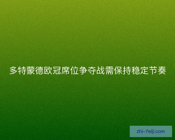 多特蒙德欧冠席位争夺战需保持稳定节奏