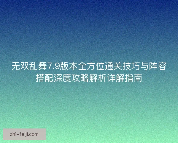 无双乱舞7.9版本全方位通关技巧与阵容搭配深度攻略解析详解指南